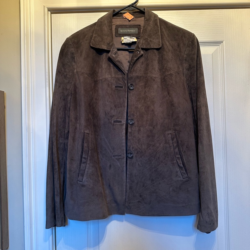 Vintage Banana Republic suede jacket. Charcoal grey. Size medium.